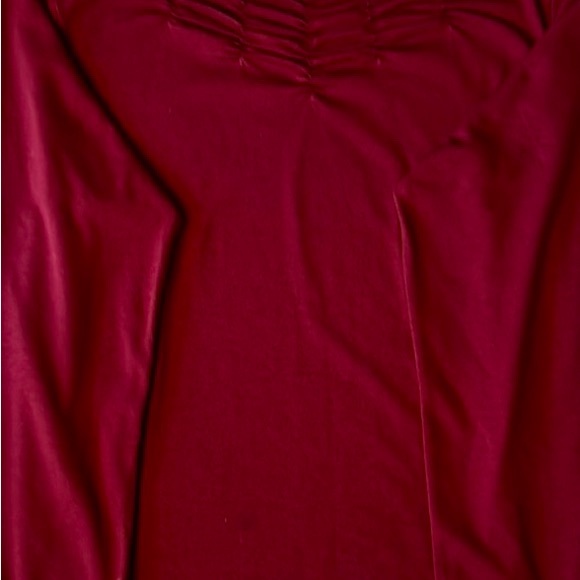BEAUTIFUL Ruched Neck Burgandy Long Sleeve Top PMedium - Picture 7 of 8